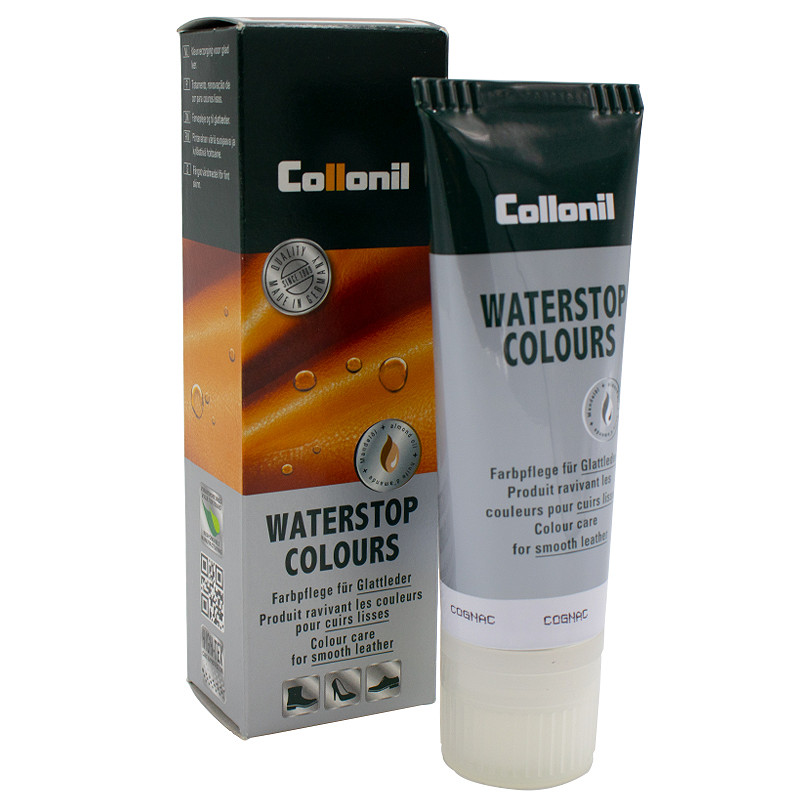 Schoencreme cognac in tube met handige opbrengspons deze is als een dop te verwijderen, zodat de crème ook met een borstel aangebracht kan worden.